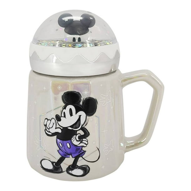 Taza Disney de Cerámica 450 ml con Tapa Forma de Esfera Mickey