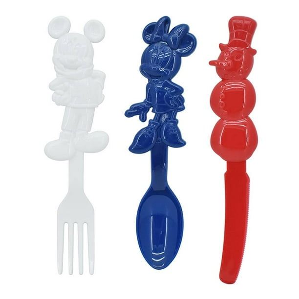 Cubiertos portátiles para Lunch, cubiertos escolares con estuche, bonitos cubiertos  para lonchera, cubiertos reutilizables, cubiertos de paja de Trigo, cuchara  y tenedor de Minnie y Mickey Mouse. (Azul) : : Hogar y