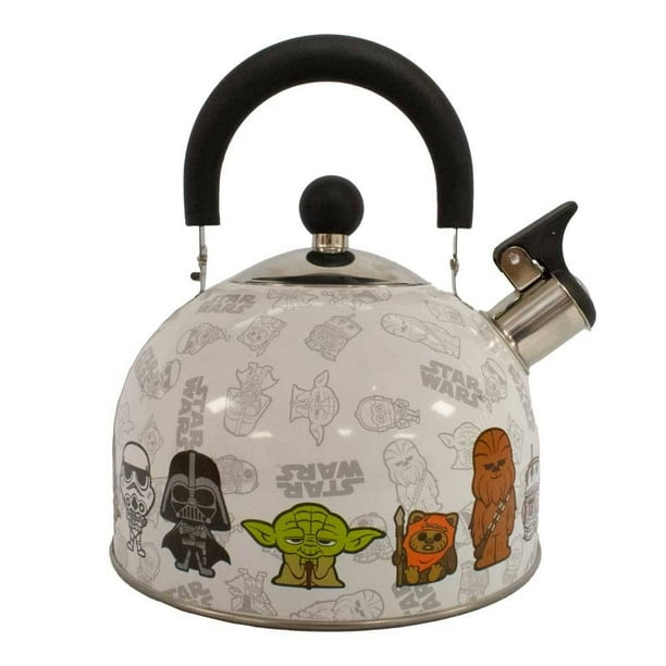 Tetera Disney de Metal con Asa y Tapa Diseño Personajes Star Wars 2.5 L Blanco 2 Piezas