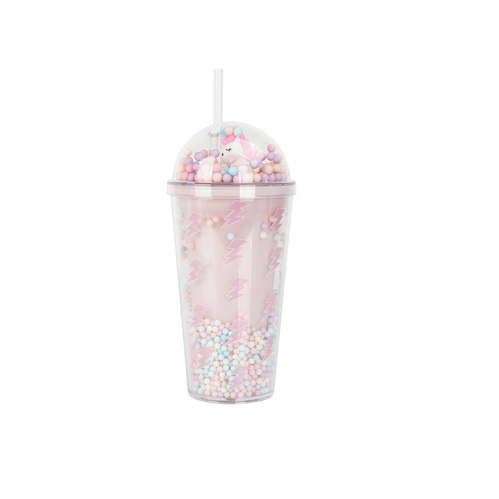 cute.shop.x - Vaso de cristal rosa con tapa y su popote🥰