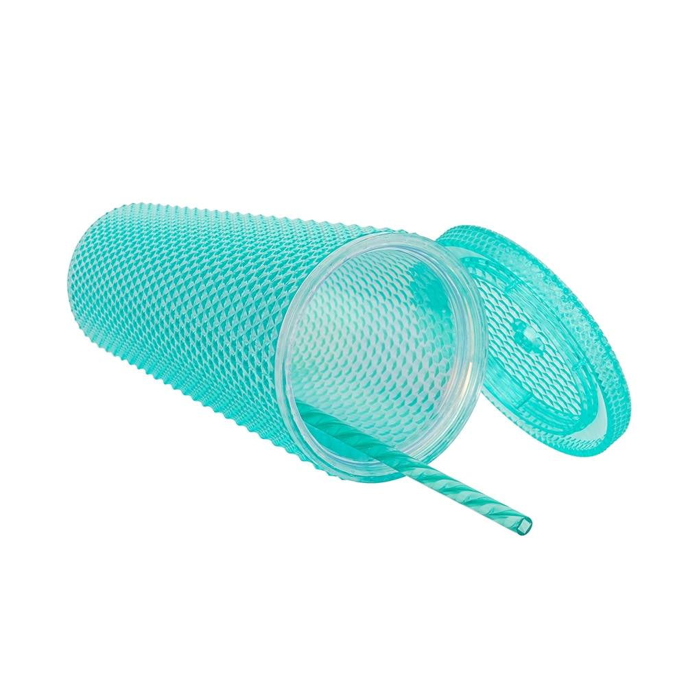 Vaso con Popote Mainstays Texturizado 770 ml Aqua