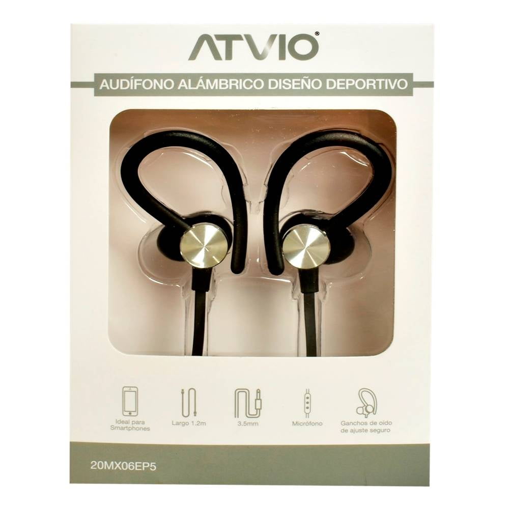 Aud fonos In Ear Atvio Al mbricos con Ganchos Negro Walmart