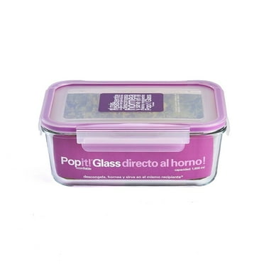 Contenedor de Vidrio para Alimentos Popit! Hermético Rectangular 880 ml