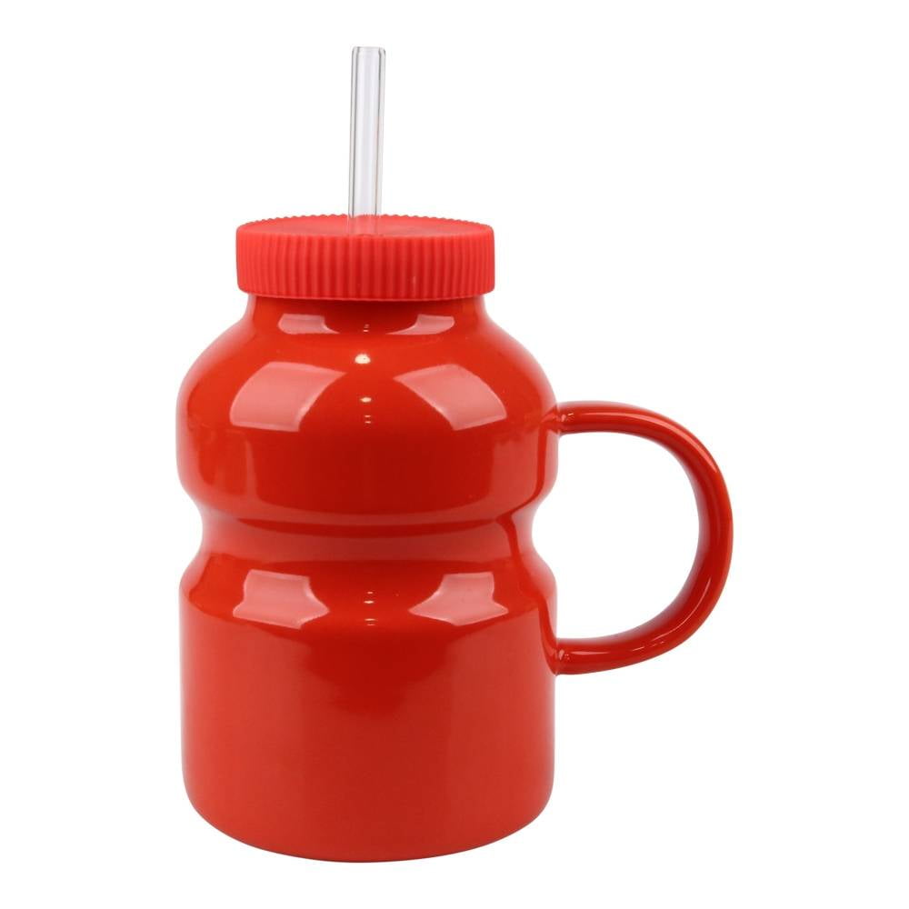 Taza de Te con Filtro y Tapa 500ml Gran - Ceramica - Mantiene Caliente la  Infusion - Rojo Rubí Brillante : : Hogar y cocina