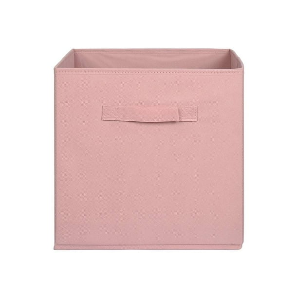 Cubo almacenaje de tela plegable rosa con motas - Librería Carmen