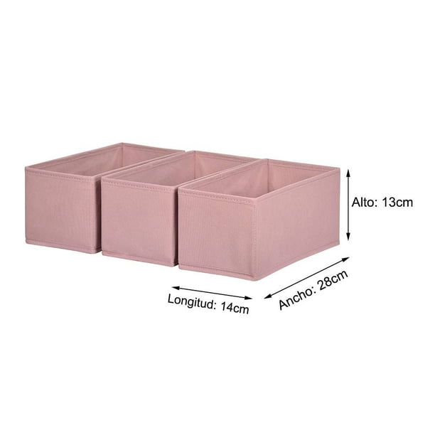 Caja Organizadora Mainstays Tela 14x28x13 cm Rosa 3 Piezas