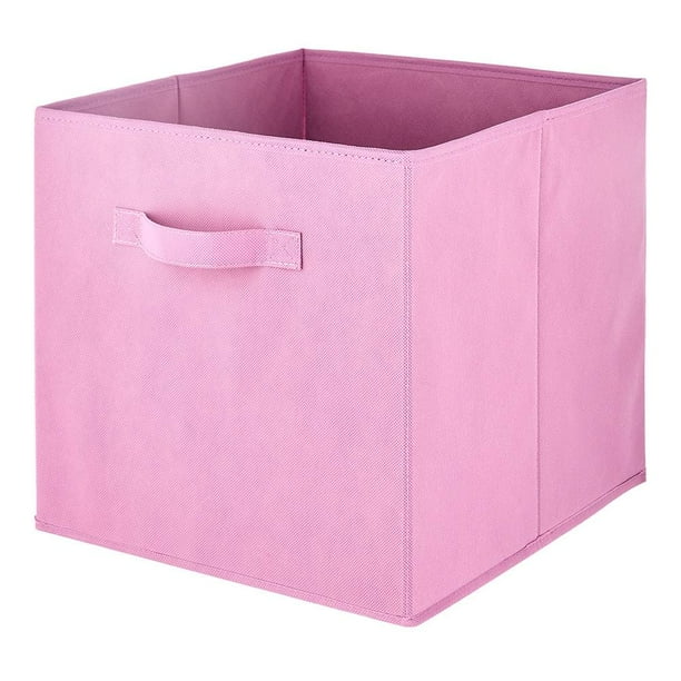 Cubo almacenaje de tela plegable rosa con motas - Librería Carmen