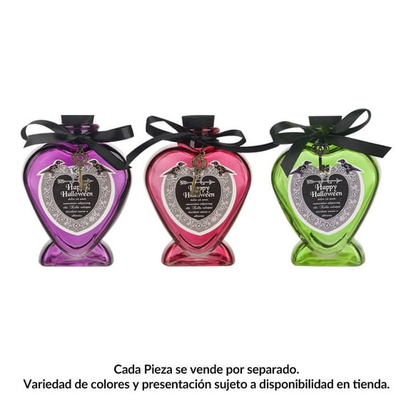 Botella de Vidrio Prichos Corazón 360 ml Varios Colores 1 Pieza