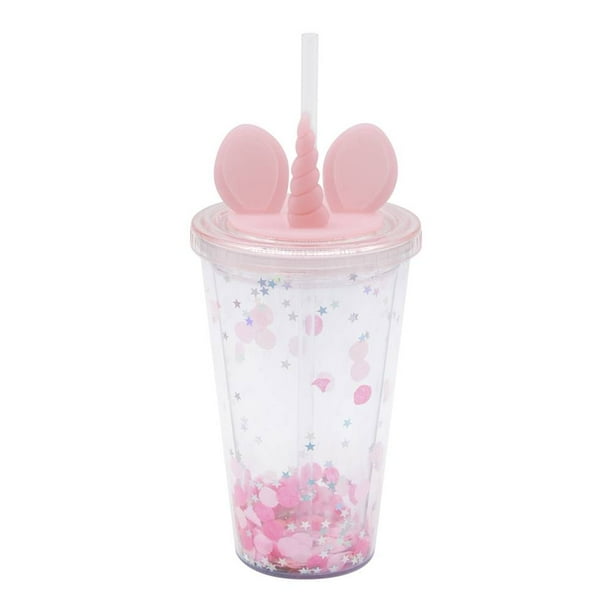 cute.shop.x - Vaso de cristal rosa con tapa y su popote🥰