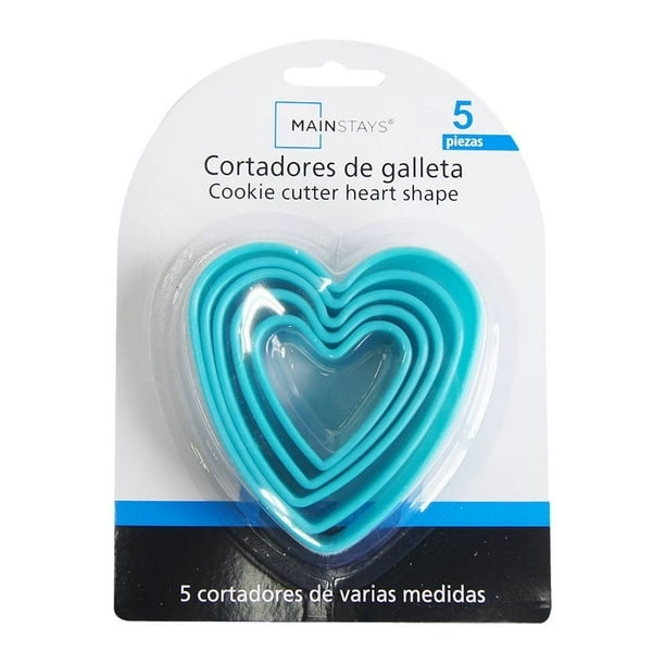 Cortadores De Galleta Mainstays Corazón Plástico 5 Piezas Aqua Walmart