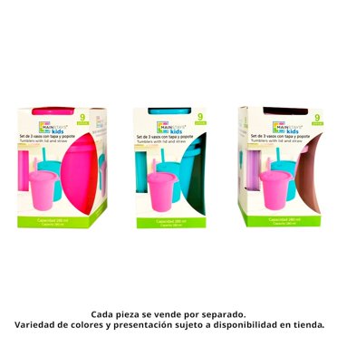 Vaso con Popote Mainstays Rosa 620 ml