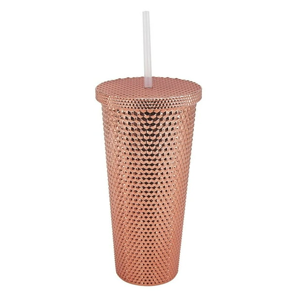 Vaso Mainstays de Vidrio con Tapa y Popote Geométrico 600 ml