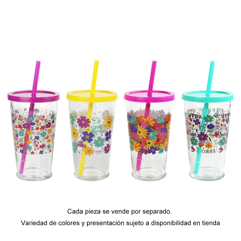 Vaso De Cerveza De Vidrio Con Popote Prichos Varios Modelos 1 pieza