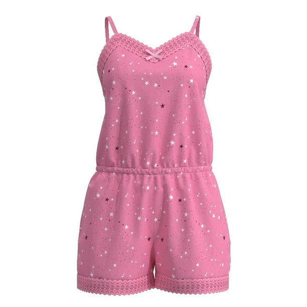 Jumpsuit Pijama Secret Treasures Talla M con Encaje Diseño de Estrellas Tirantes Rosa