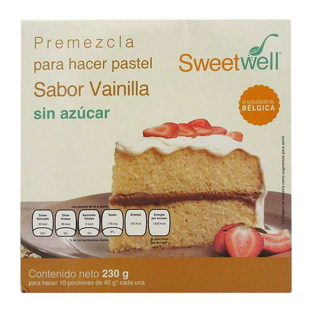 Premezcla Sweetwell para pastel sabor vainilla sin azúcar 230 g | Walmart