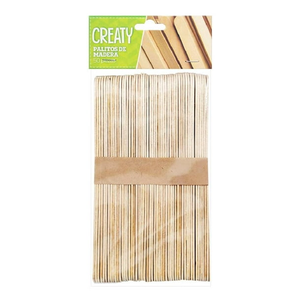 Pack de 50 Palos de madera color natural