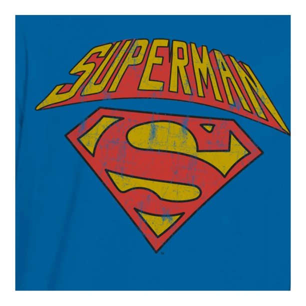 Superman - Camiseta de manga larga para hombre, diseño con logo clásico  envejecido