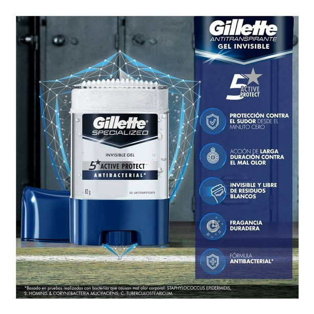 Antitranspirante en gel Gillette Specialized antibacterial invisible 82 g