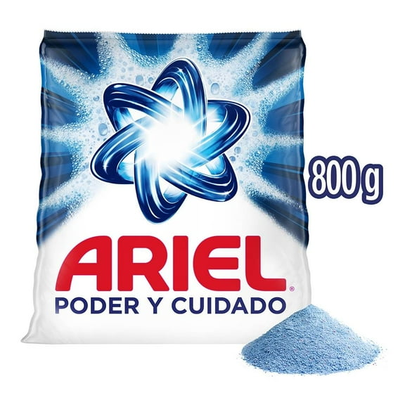 Detergente en polvo Ariel Poder y cuidado lava ropa blanca y de color 800 g