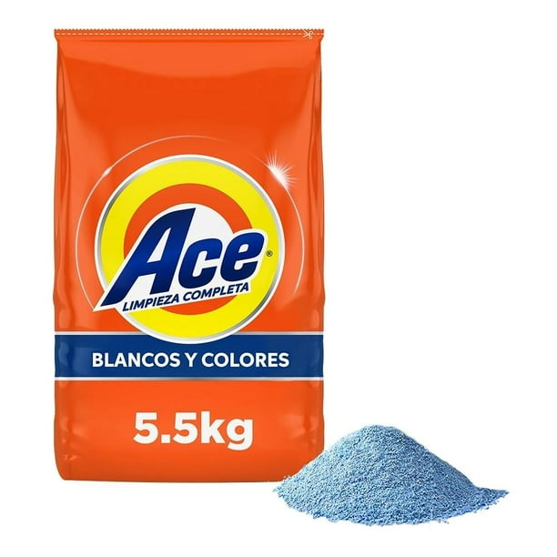 Detergente en polvo Ace limpieza completa para lavar blancos y colores 5.5  kg