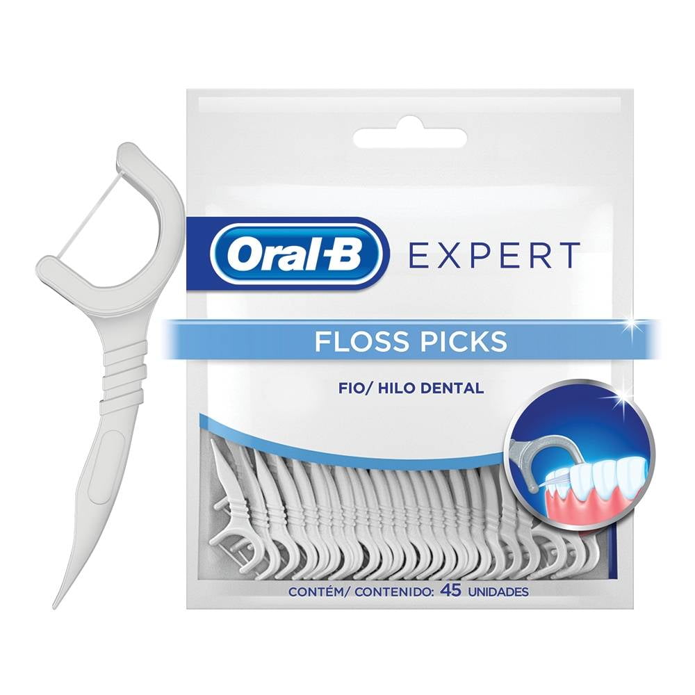 Hilo dental Oral-B expert floss palillos interdentales menta 45 pzas