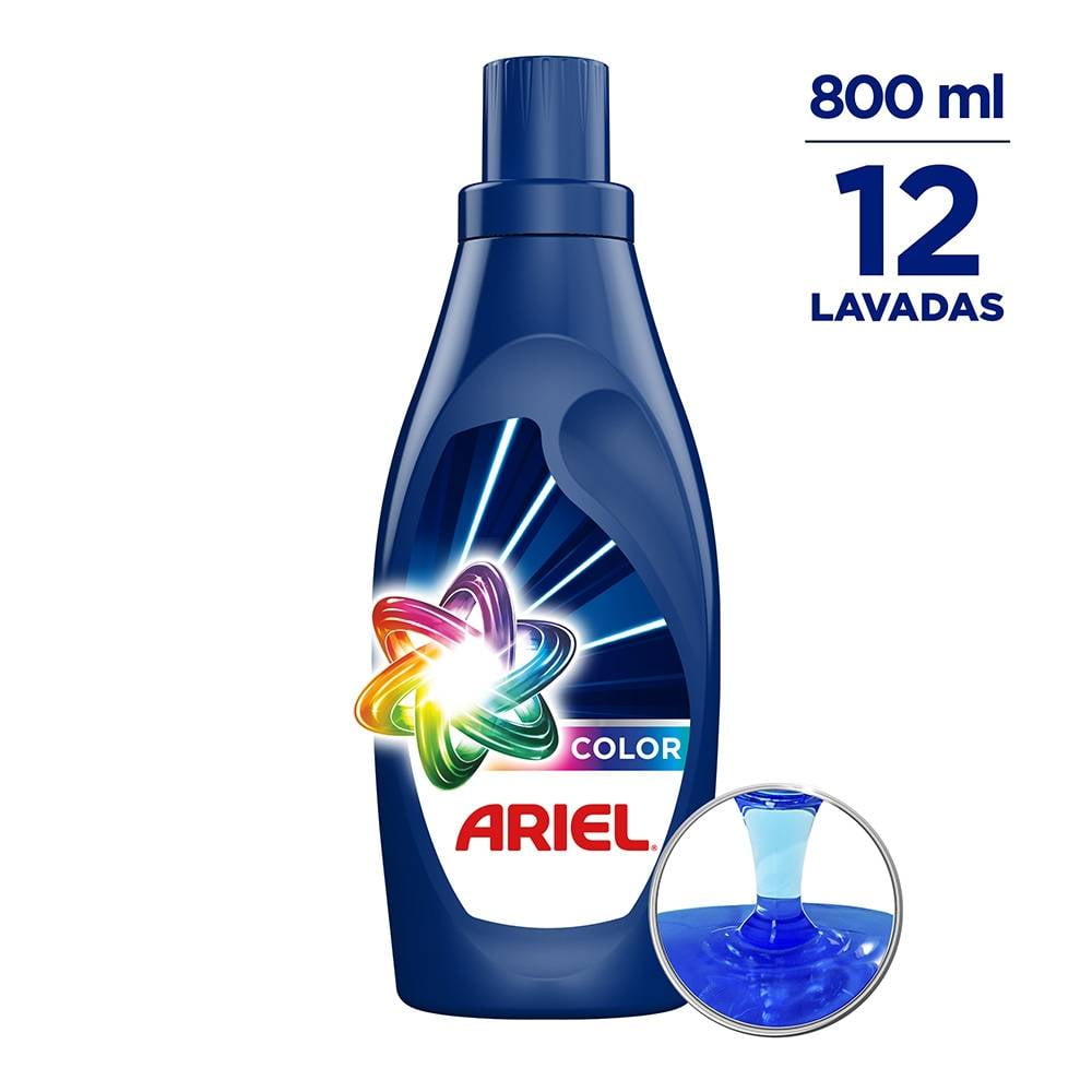 Detergente líquido Ariel Color remueve manchas y cuida el color 12 lavadas  800 ml