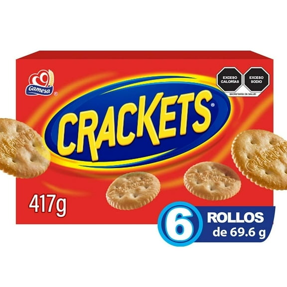 Galletas Gamesa Crackets sabor mantequilla 6 rollos de 69.6 g c/u