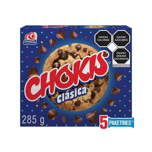 Galletas Gamesa Chokis clásica con chispas sabor chocolate 5 paketines de 57 g c/u