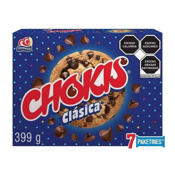 Galletas Gamesa Chokis clásicas con chispas sabor chocolate 7 paketines de 57 g c/u