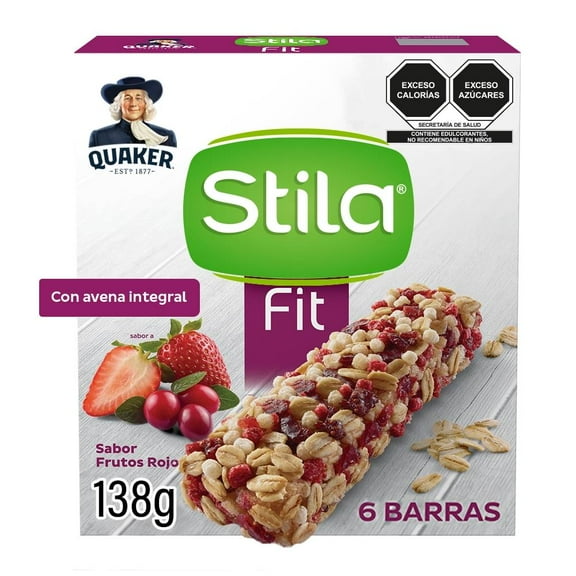 Barras de avena Quaker Stila Fit sabor frutos rojos 6 pzas