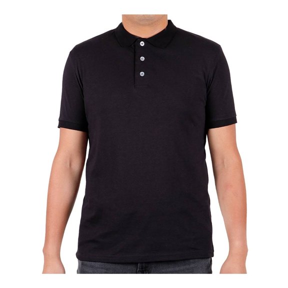 Playera George para Hombre, Tipo Polo Manga Corta Cuello de 3 Botones Negra Talla M