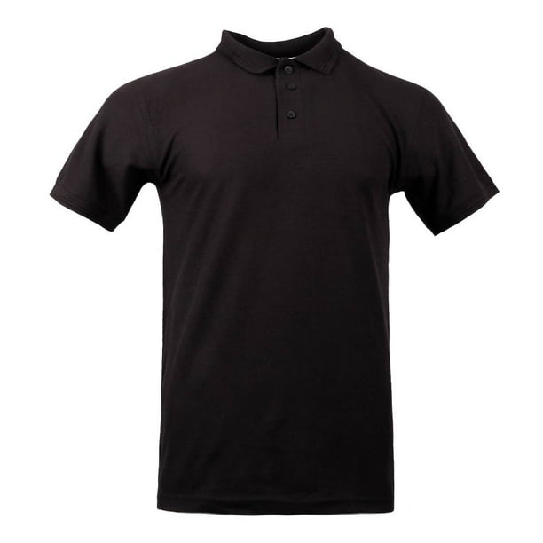 Playera Polo George para Hombre, Manga Corta Lisa Negra Talla EG