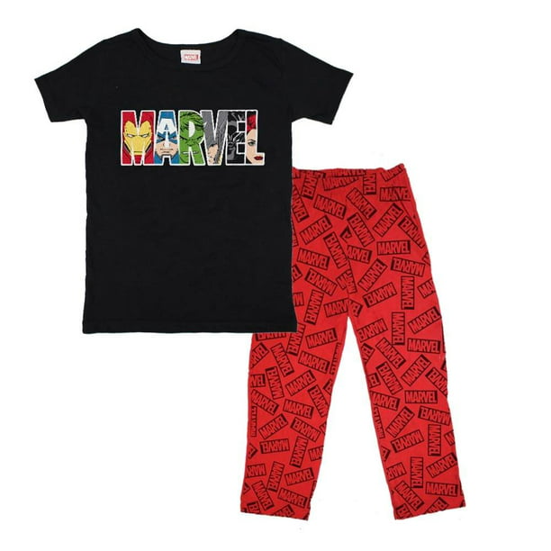 fórmula elefante metálico Pijama Marvel Talla 16X con Estampado Rostros de Superhéroes Negro y Rojo |  Walmart