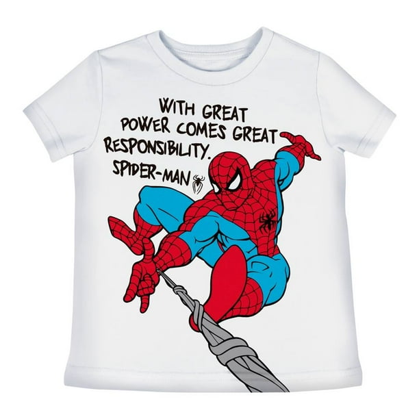 Playera Spiderman Spiderman Para niño Talla 14 de Algodón Cuello Redondo Manga Corta Diseño Comic Azul Marino