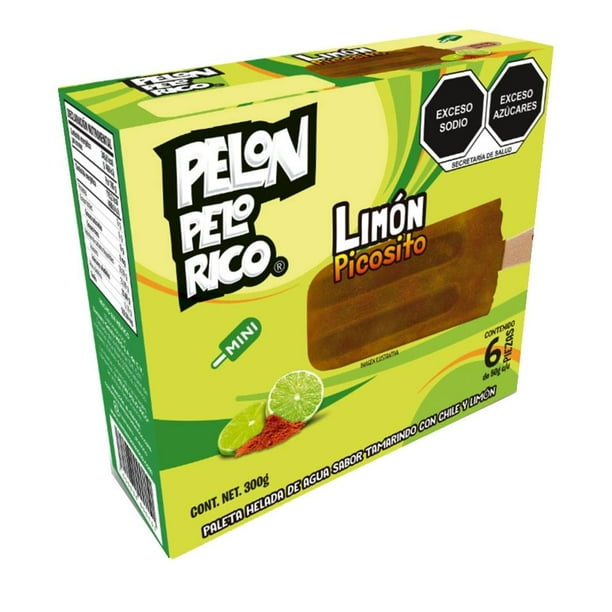 Paletas heladas Pelón Pelo Rico sabor limón 6 paletas de 50 g c/u