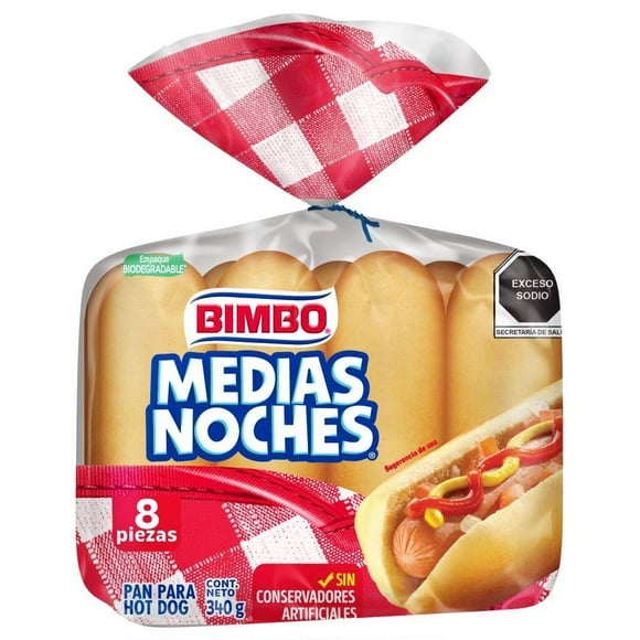 Pan para hot dog Bimbo Medias noches 8 pzas