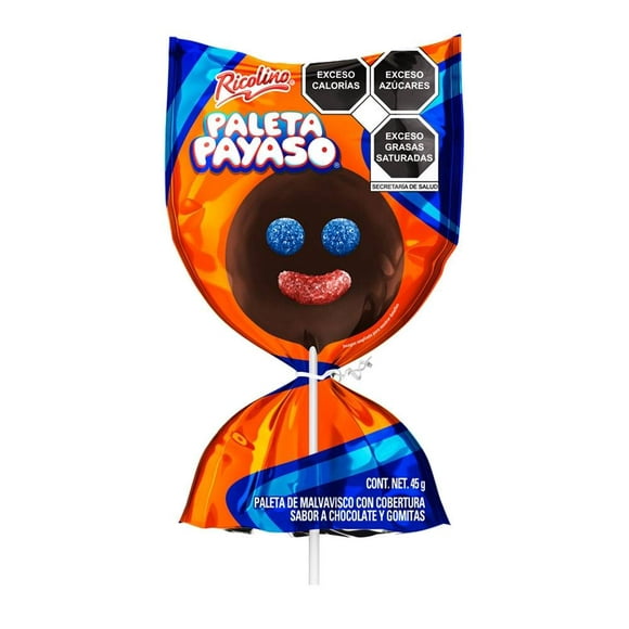 Paleta de malvavisco Ricolino Paleta Payaso con cobertura sabor chocolate y gomitas 45 g