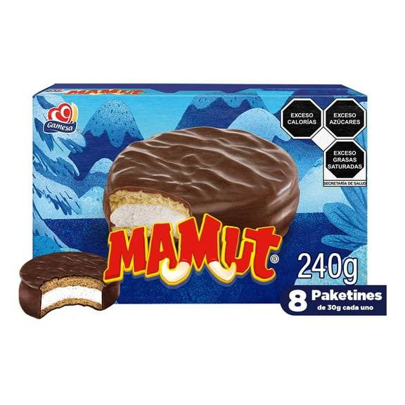 Galletas Gamesa Mamut con malvavisco y cobertura sabor chocolate 8 paketines de 30 g c/u