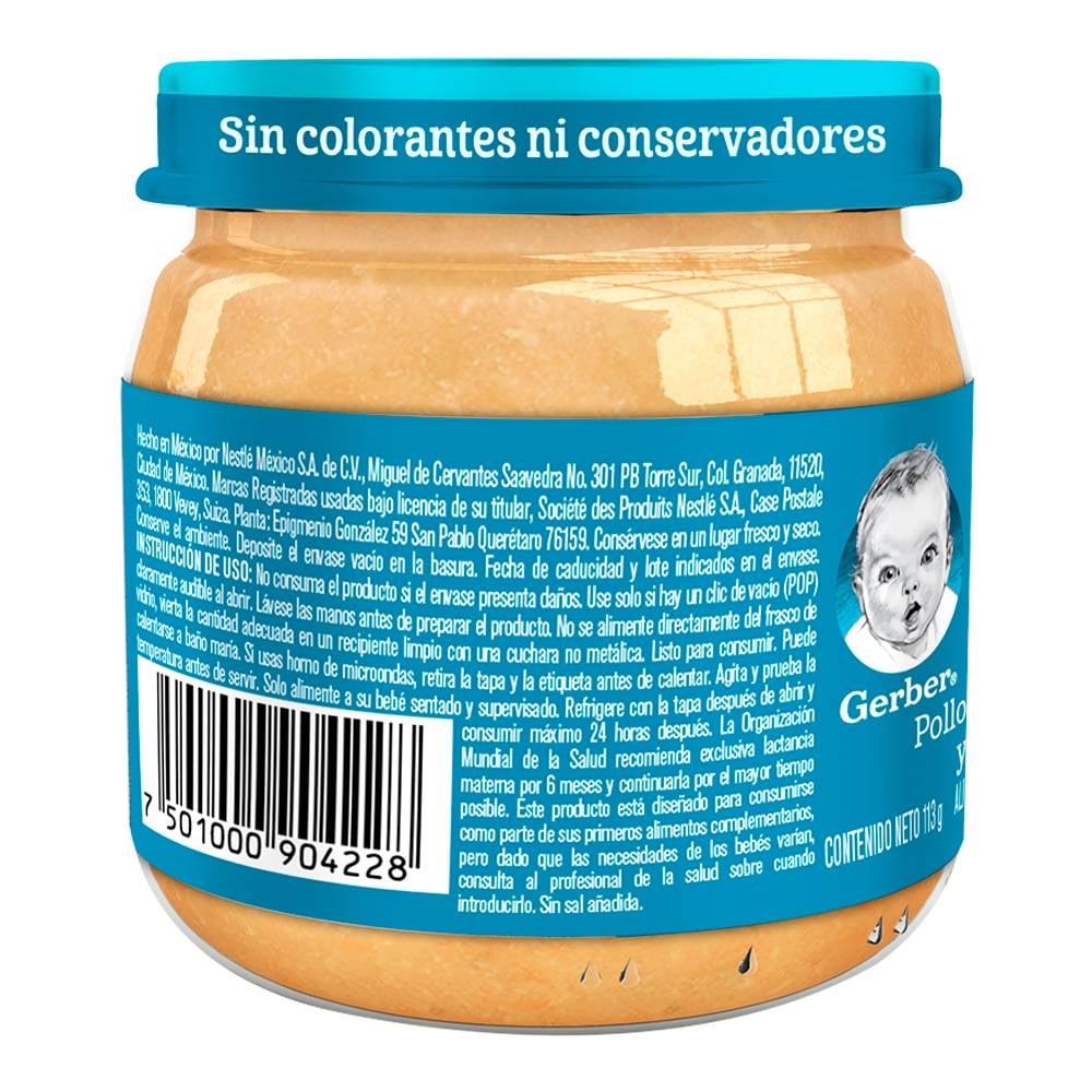 Alimento para lactantes Gerber comidita casera pollo verduras y arroz 113 g  | Walmart