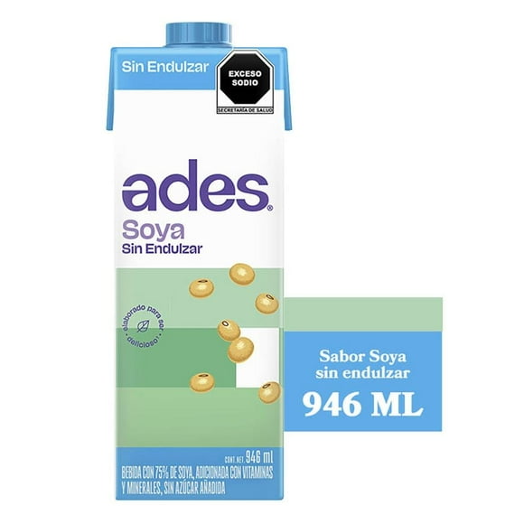 Alimento líquido Ades de soya reducido en azúcar sabor natural 946 ml