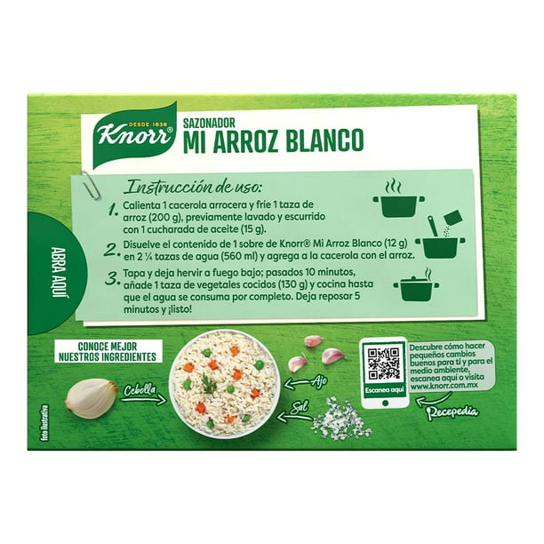 Sazonador Knorr Mi Arroz blanco 4 sobres de 12 g c/u | Walmart