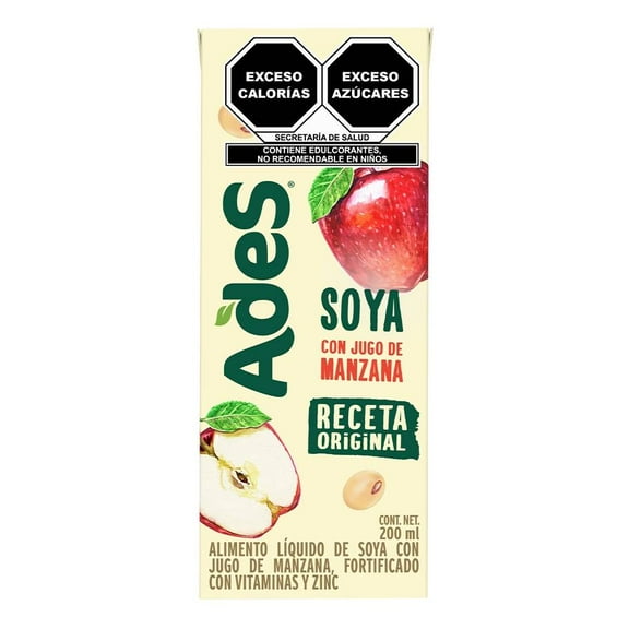 Alimento líquido de soya Ades sabor manzana 200 ml