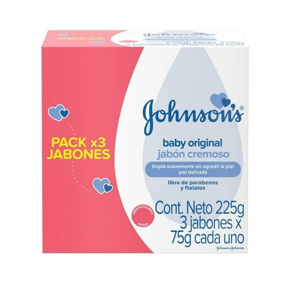 Jabón corporal Johnson´s Baby en barra original 3 pzas de 75 g c/u