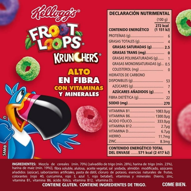 Cereal Kellogg's Froot Loops krunchers sabores a frutas 210 g