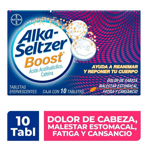 Antiácido Alka Seltzer Boost Ácido Acetilsalicílico / Cafeína 10 tabletas efervescentes