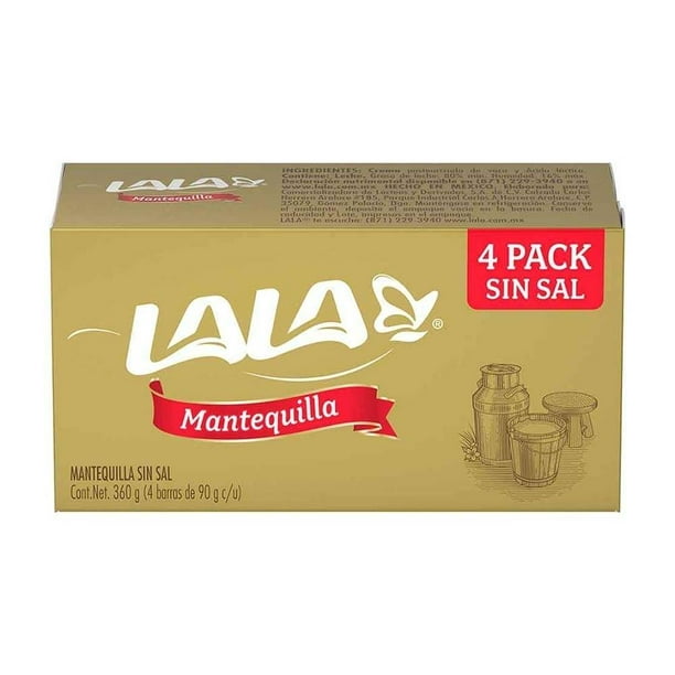 Mantequilla Lala sin sal en barra 4 pzas 90 g c/u