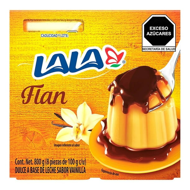 Flan Lala de Vainilla, Paquete de 8 Piezas, 100g Cada Uno