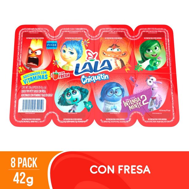 Queso petit suisse Lala chiquitín fresa 8 pz de  42 g c/u