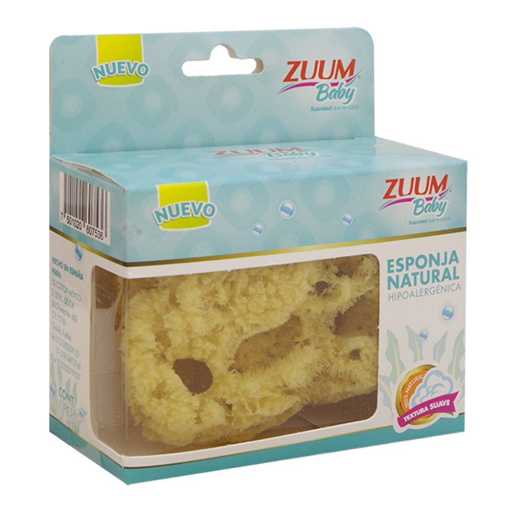 Super Salon - #ZUUM Baby cuenta con la esponja natural hipoalergénica,  recomendada para el baño diario, limpia con suavidad la delicada piel del  bebé. Confeccionada con materiales 100% naturales, procedentes del fondo