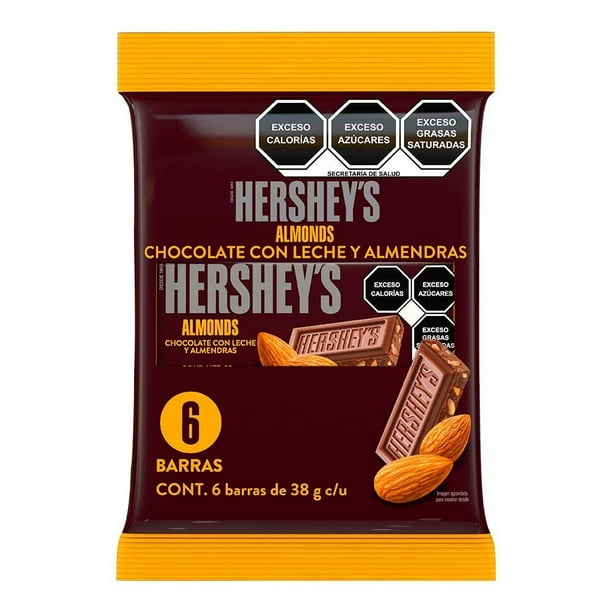 Hershey's Chocolate con Almendras, Paquete de 6, 38g cada uno